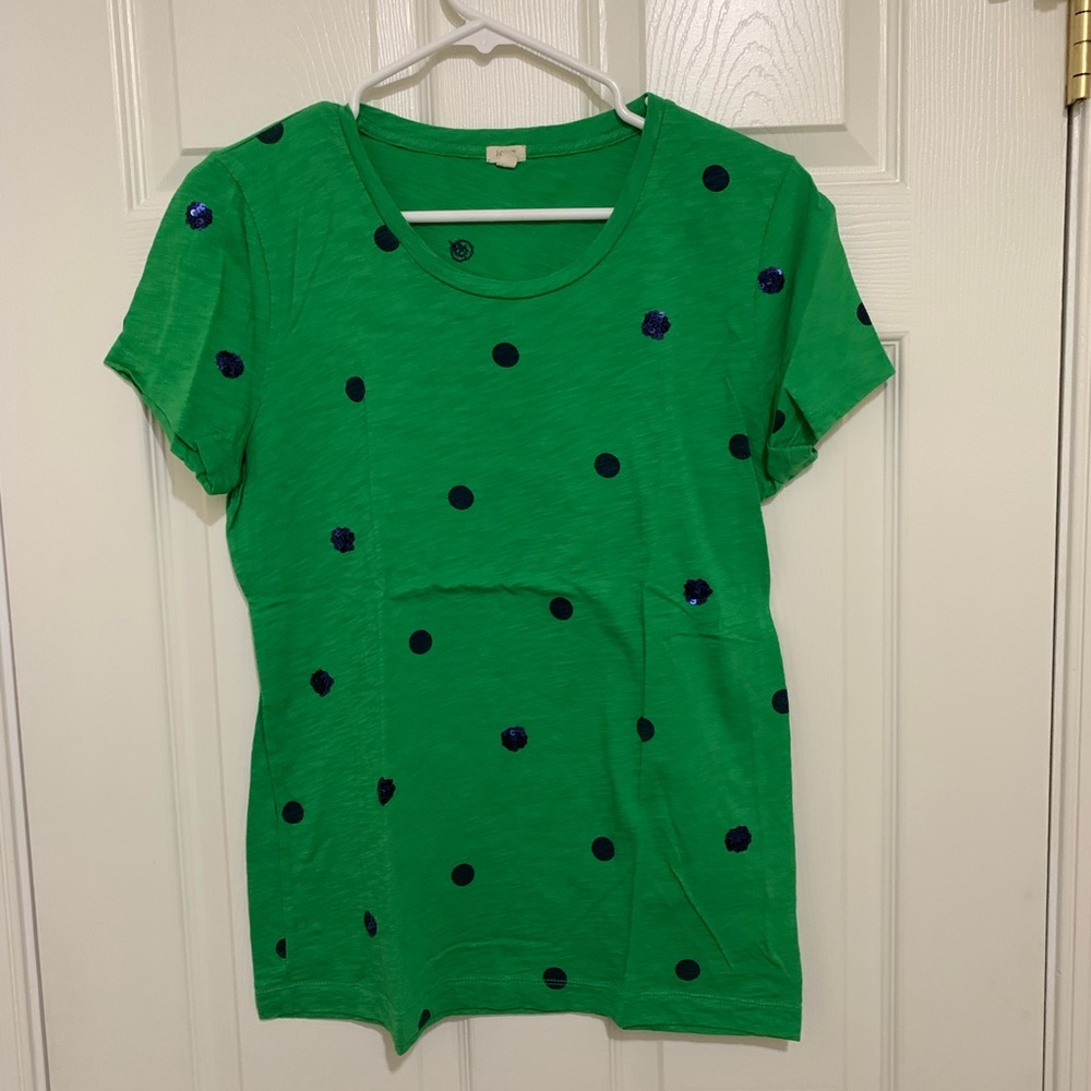 J Crew T-shirt with sequin dots